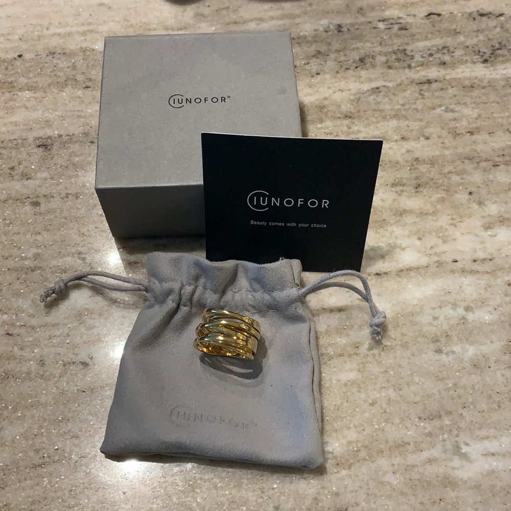 NWT CIUNOFOR 13.77 Gold Cocktail Stacked Wrap Ring